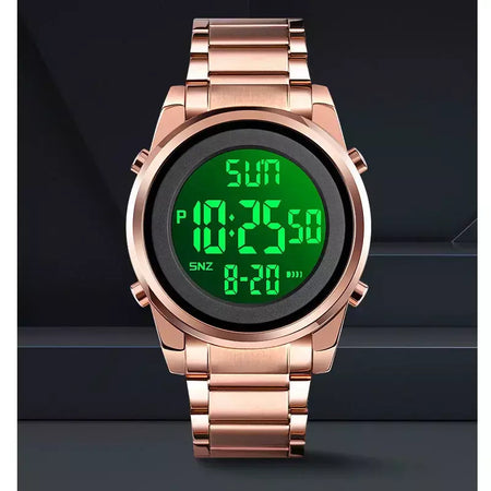 Skmei relógio de pulso masculino luxuoso, à prova d'água, aço inoxidável, eletrônico, esportivo, digital, 1611