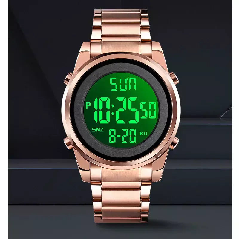 Skmei relógio de pulso masculino luxuoso, à prova d'água, aço inoxidável, eletrônico, esportivo, digital, 1611