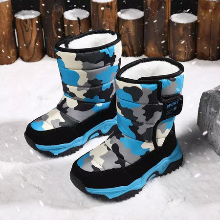 2023 inverno crianças sapatos de pelúcia tecido impermeável antiderrapante sapatos da menina sola de borracha botas de neve moda quente botas ao ar livre