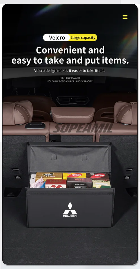 Caixa organizadora de porta-malas de carro, caixa traseira, armazenamento de arrumação, para mitsubishi outlander pajero asx colt lancer l200 triton ralliart