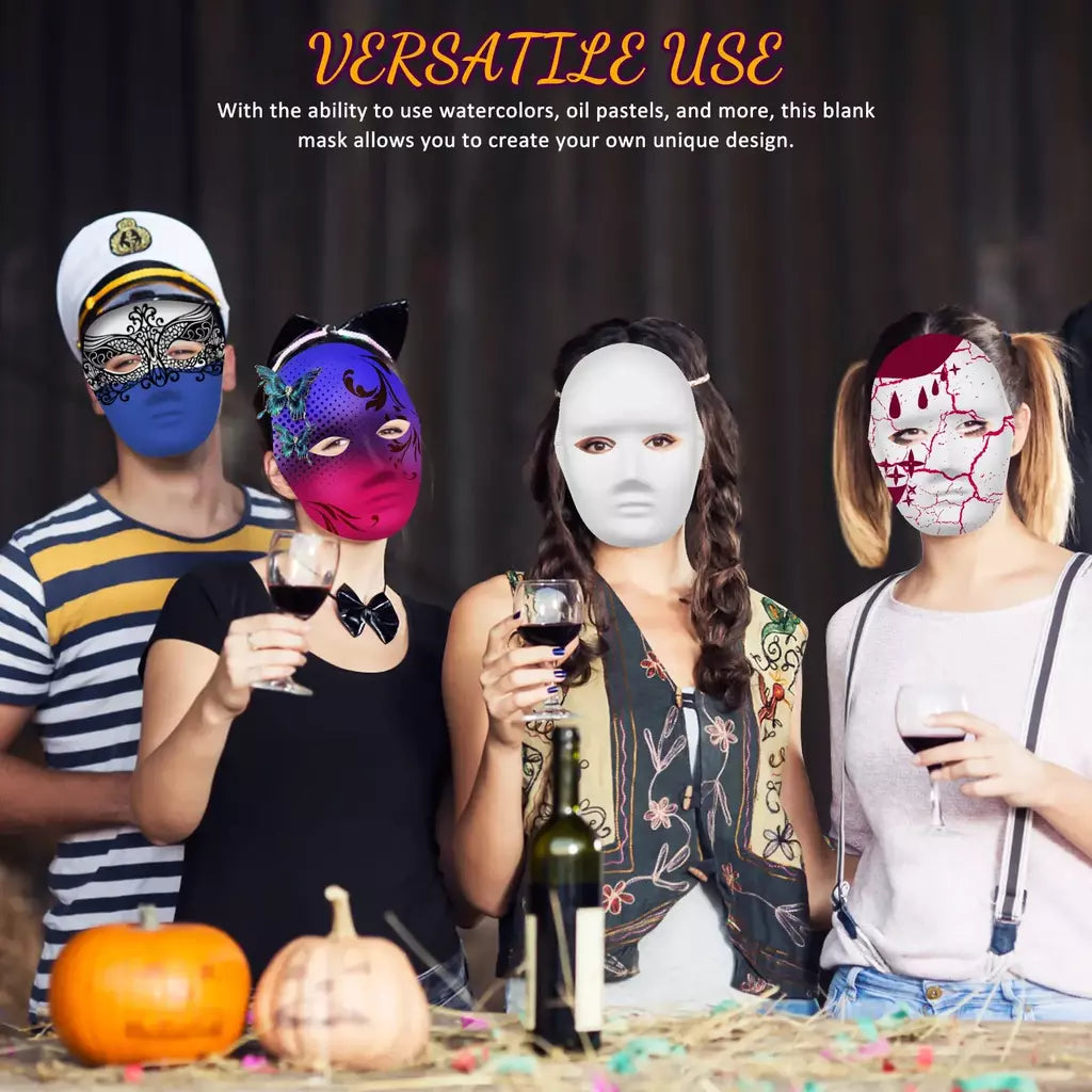 4 pçs máscaras faciais completas em branco branco para halloween cosplay festa artesanato encolher poros hidratante máscara facial fazer pele brilhante