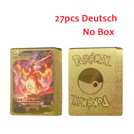 Novo 27-110 pçs cartas pokemon cartões francês inglês espanhol alemão folha de ouro silve cartões charizard vmax gx jogo coleção cartão