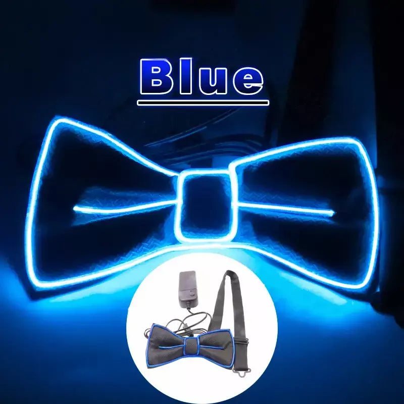 Suspensórios de led iluminados masculinos, gravata borboleta unissex, calças elásticas ajustáveis, suspensório iluminado com led para festival de música, festa de fantasia