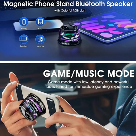 Portátil mini viagem estéreo ao ar livre magnético bluetooth alto-falante rgb iluminação alto-falante magnético bt5.3 suporte do telefone para ios
