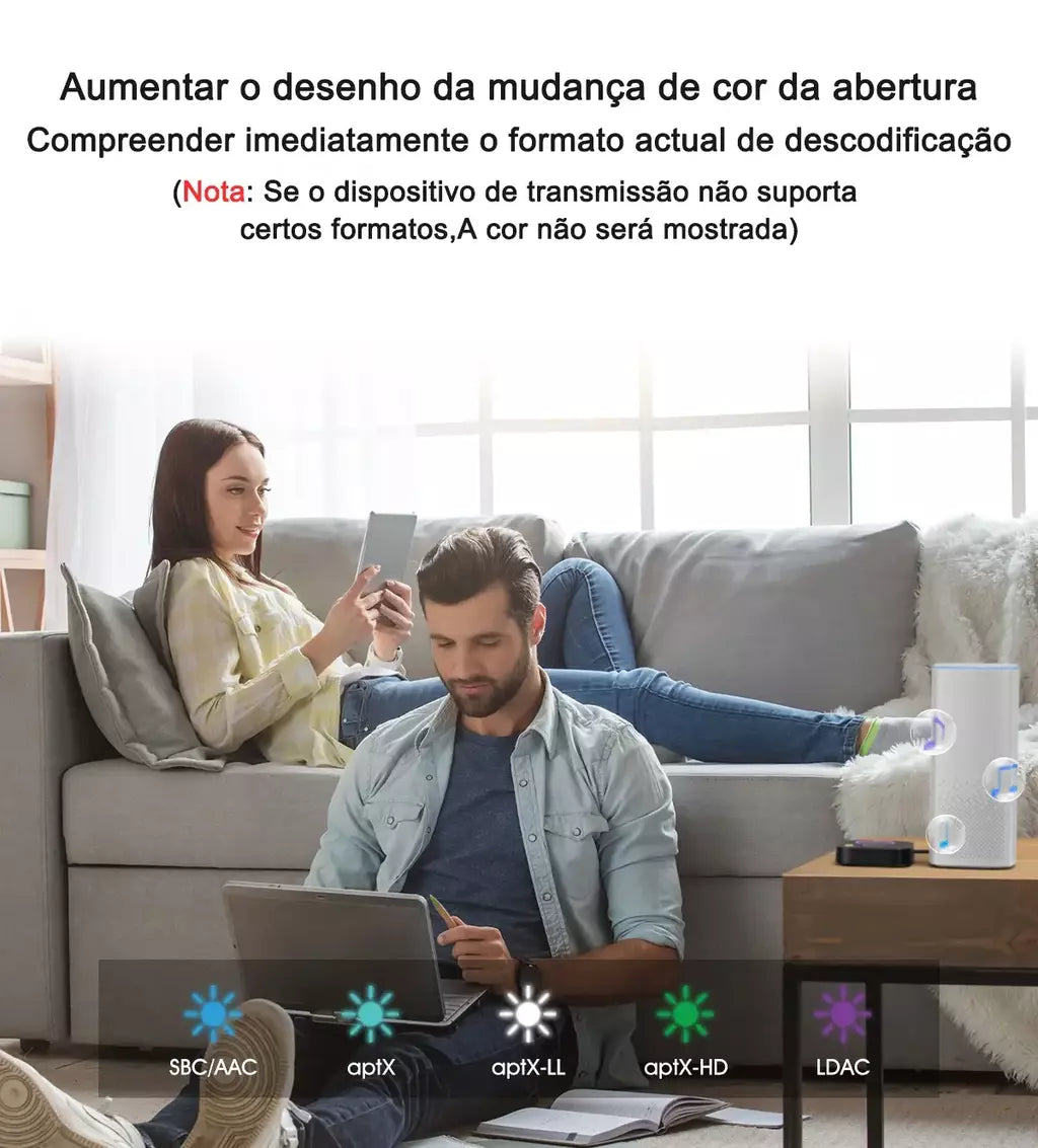 1Mii B06S+ Receptor Bluetooth 5.2, adaptador de áudio HiFi com LDAC Aptx HD&LL, áudio de alta resolução de longo alcance com controle de volume