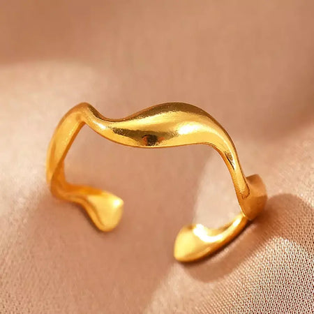 Anéis geométricos de zircônia de aço inoxidável para mulheres luxo mau olhado cor dourada ajustável na moda casamento estética jewerly presente