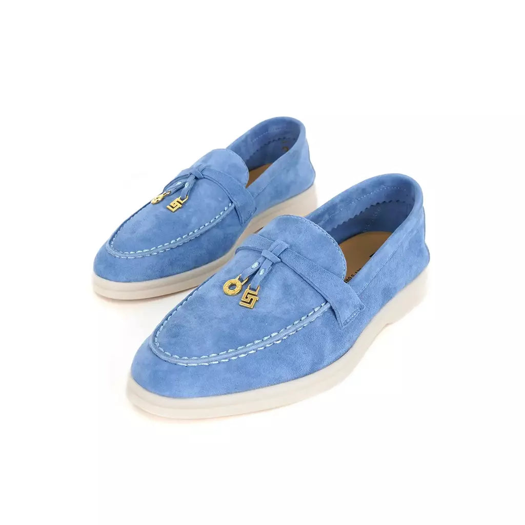 Sapatos de mula de camurça antiderrapante para mulheres, sapatos para dirigir, pingente de metal, marca de luxo, moda casual confortável, Le Fu
