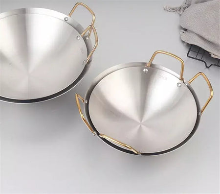 Panela Seca De Aço Inoxidável Espessada, Panela Antiaderente Doméstica, Fornalha De Álcool De Orelha Dourada, Hotpot Pequeno