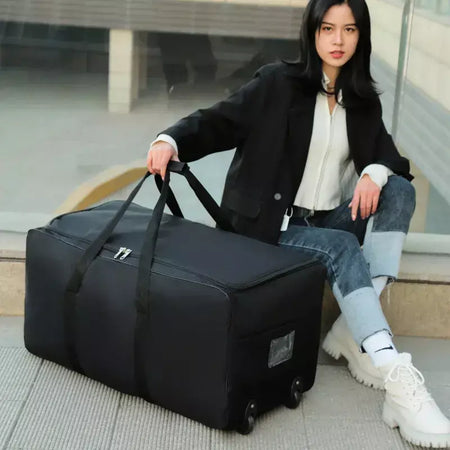 Sacos de roda dobráveis saco de armazenamento de bagagem com rodas grande capacidade carry on bagagem transportadora expansível trole mala