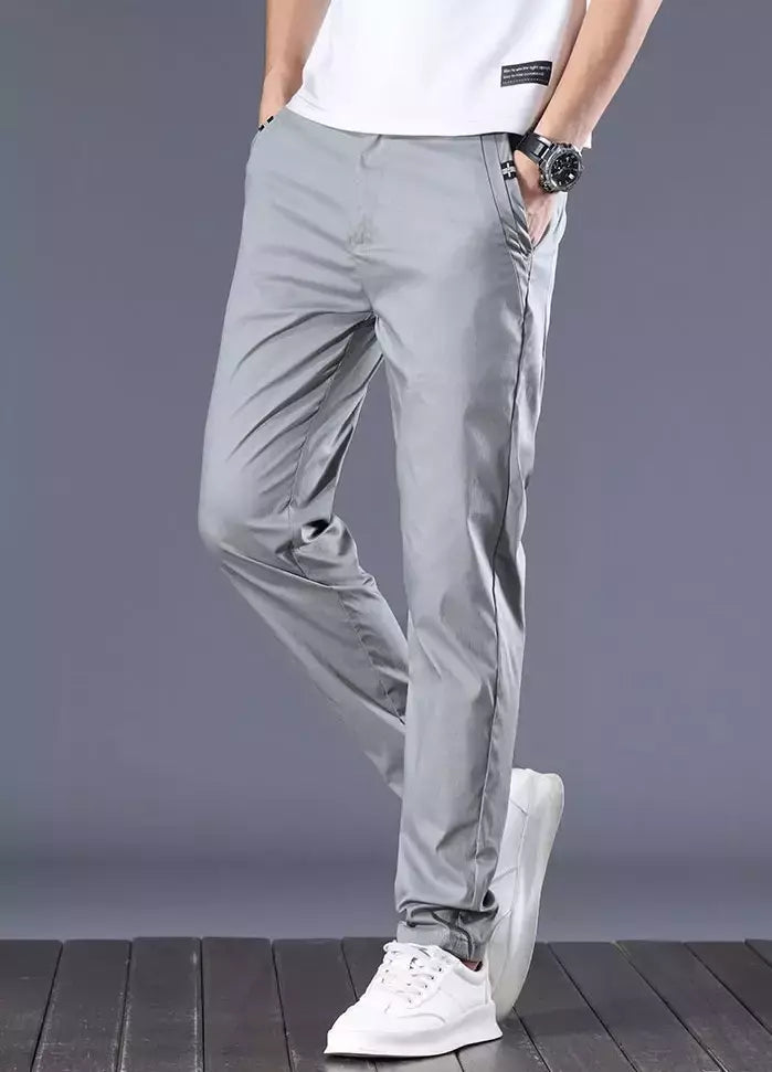 Calça reta masculina de alfaiataria social, calça masculina de algodão, para cima fina e casual, calça empresarial chinesa, clássica, para cima, verão