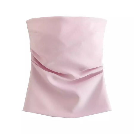 TRAF-Blusa sem mangas sem alças para mulheres, tops femininos, zíper traseiro, roupas de rua, tanque chique, moda verão, nova