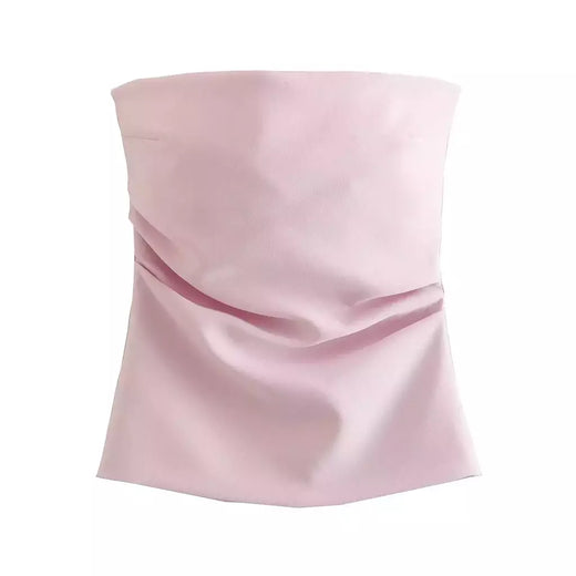 TRAF-Blusa sem mangas sem alças para mulheres, tops femininos, zíper traseiro, roupas de rua, tanque chique, moda verão, nova