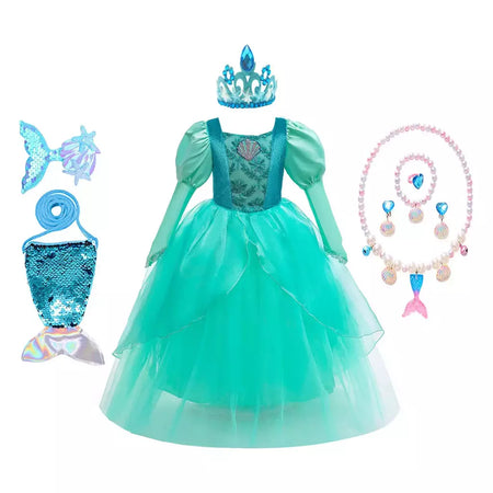 Meninas escala roxa princesa sereia ariel cosplay vestido de halloween vestido de festa de aniversário meninas verão praia vestido de férias