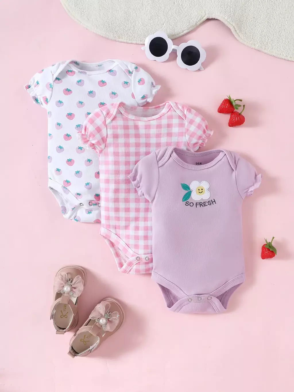 ? 3 pçs verão bebê meninas três peças bodysuit animal reino e elefante carta padrão manga curta bodysuit dia das mães gif