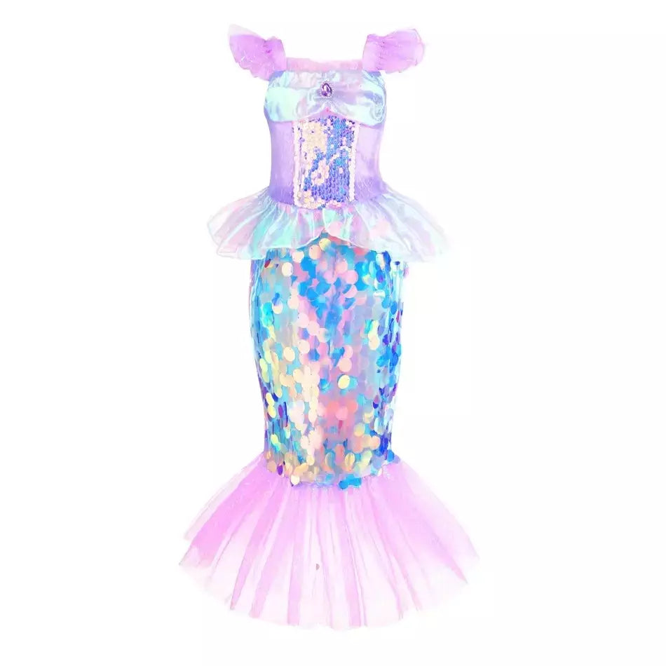 Sereia vestido de festa de aniversário verão menina sereia traje carnaval anime cosplay outfits 2-10 anos crianças fantasia disfarce vestido de baile