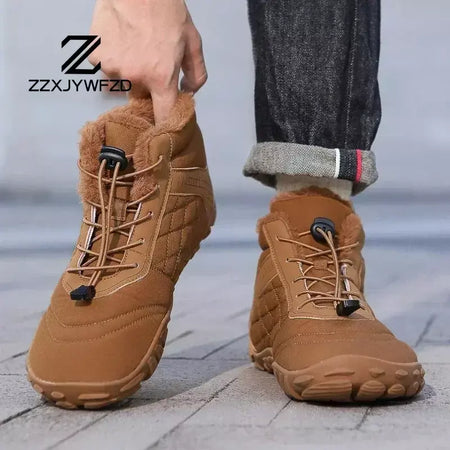 2024 novas botas de inverno para homens neve descalço mulheres ao ar livre antiderrapante pele quente tênis casuais plus size botas de tornozelo sapatos de caminhada