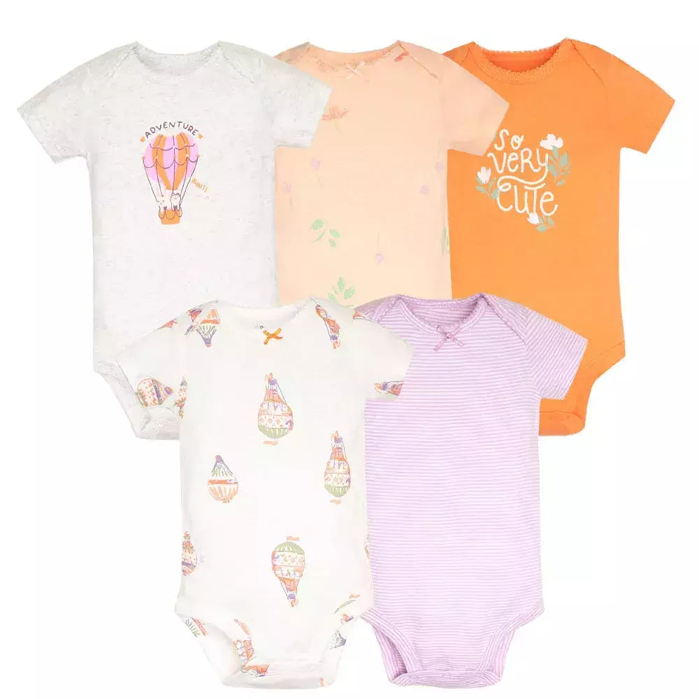 Baby Boy e Girl's Summer Macacões, Bodysuit Toddler, 100% Algodão, Conjunto de Roupas Recém-nascidas, Macacão Infantil, 6-24 Meses, 5Pcs por Lote