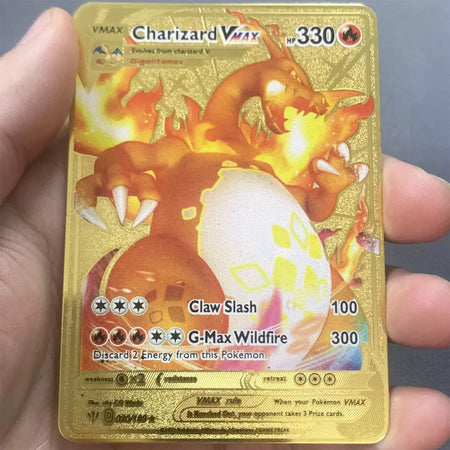 999999 Pontos hp pokemon cartão de metal charizard ouro metal super cartões inglês cartão mewtwo vmax mega anime jogo coleção presentes