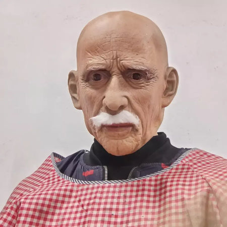 Máscara de cabeça cheia látex realista homem rosto barba traje de halloween adereços festa velho látex máscara de halloween cosplay festa chapelaria