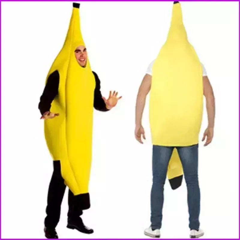 Criança/adulto unissex divertido conjunto de banana amarelo traje luz halloween fruta fantasia festa feriado dança vestido traje