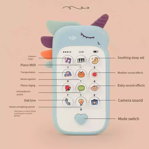 Baby's Music Sound Phone Brinquedo, telefone, dormindo, mordedor, simulação, infantil, educação precoce, presentes para crianças