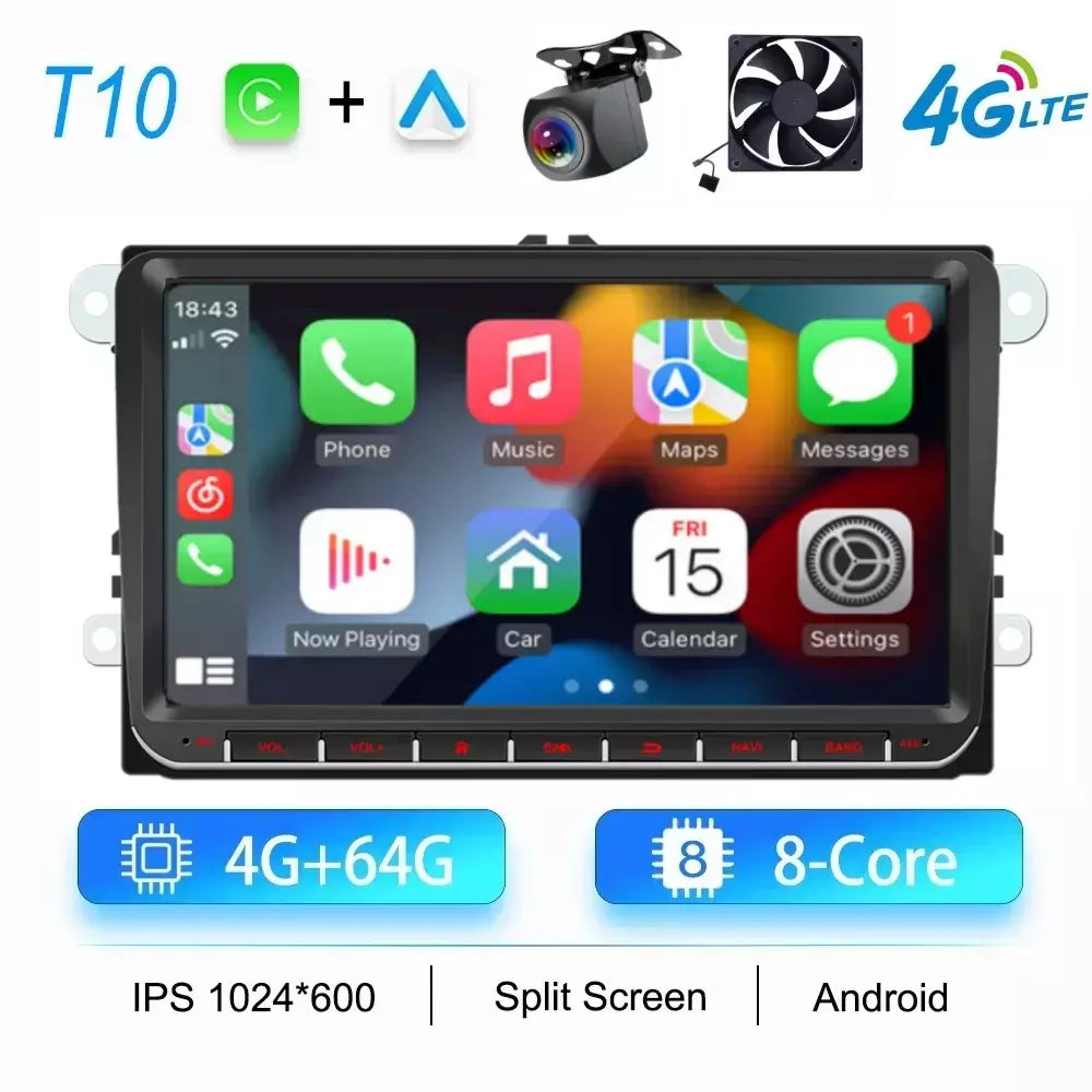 2din rádio do carro android para volkswagen golf 5 6 polo passat b6 b7 cc skoda jetta universal multimídia carplay wifi navegação gps