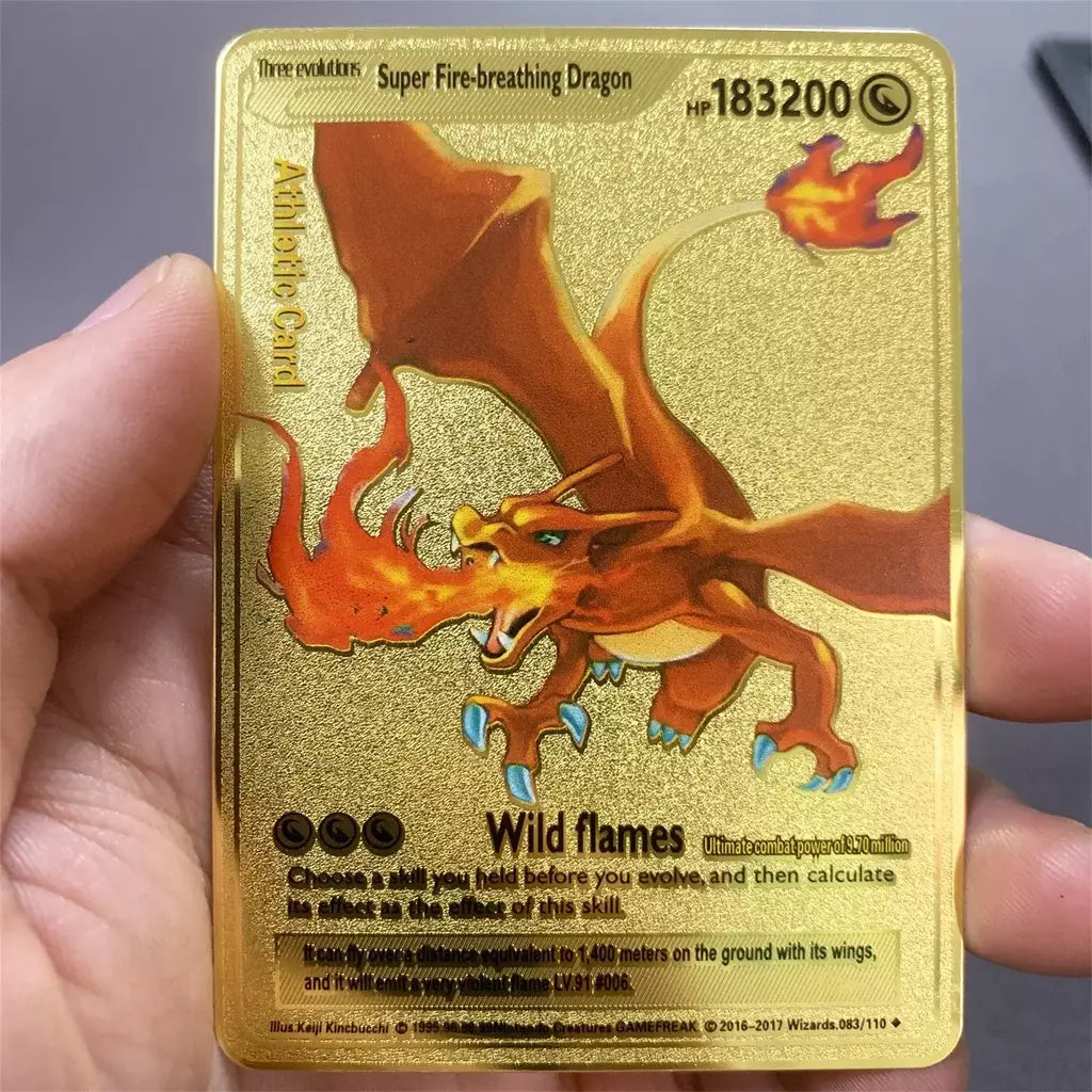 999999 Pontos hp pokemon cartão de metal charizard ouro metal super cartões inglês cartão mewtwo vmax mega anime jogo coleção presentes