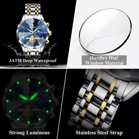 Poedagar luxo relógio masculino topo original à prova dwaterproof água luminosa cronógrafo homem relógio de pulso aço inoxidável quartzo relógios masculinos reloj