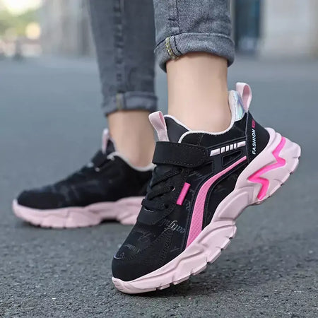 Crianças casuais rosa meninas sapatos de couro moda para 7-15y leve correndo jovens estudantes crianças esportes sapato da menina nbgaga