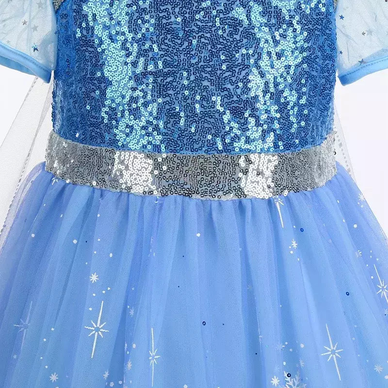 Crianças elsa traje menina aniversário malha vestido de princesa crianças cosplay neve rainha desempenho fantasia noite roupas de halloween