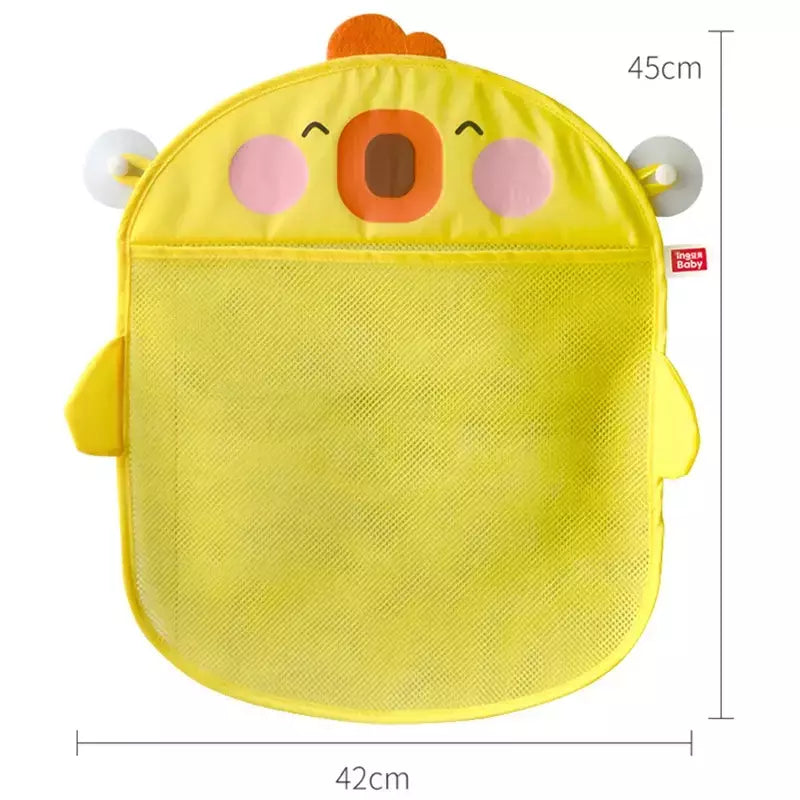 Qwz novo pato dos desenhos animados do bebê saco de malha do banheiro otário design para brinquedos de banho crianças formas animais pano areia brinquedos armazenamento net saco