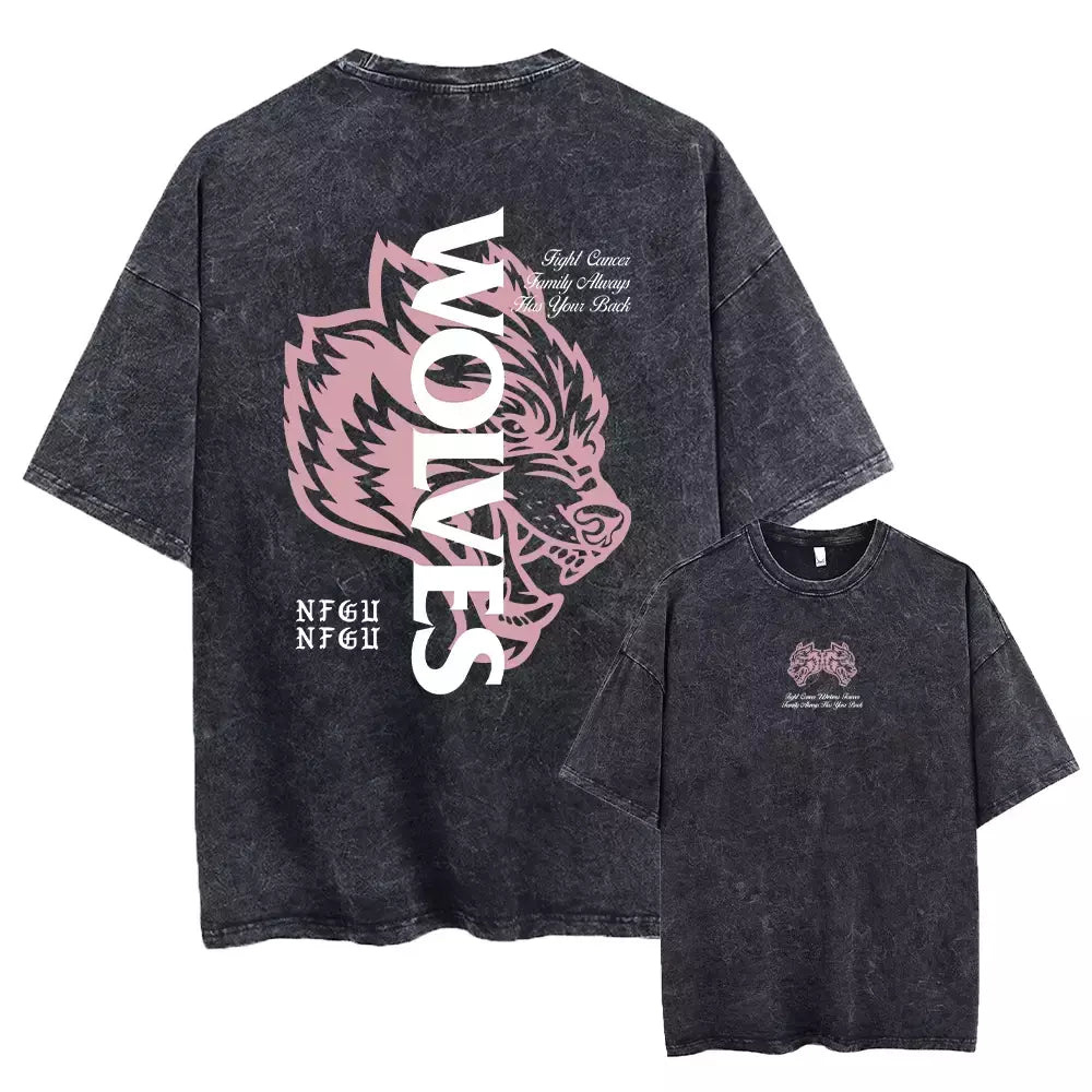Lobos escuros Vintage lavados camisetas para homens, musculação em ginástica, roupas masculinas extragrandes, fitness no verão, treino