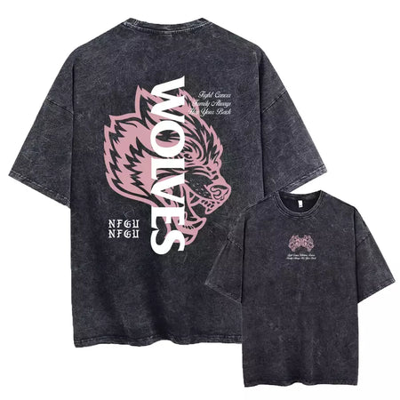 Lobos escuros Vintage lavados camisetas para homens, musculação em ginástica, roupas masculinas extragrandes, fitness no verão, treino