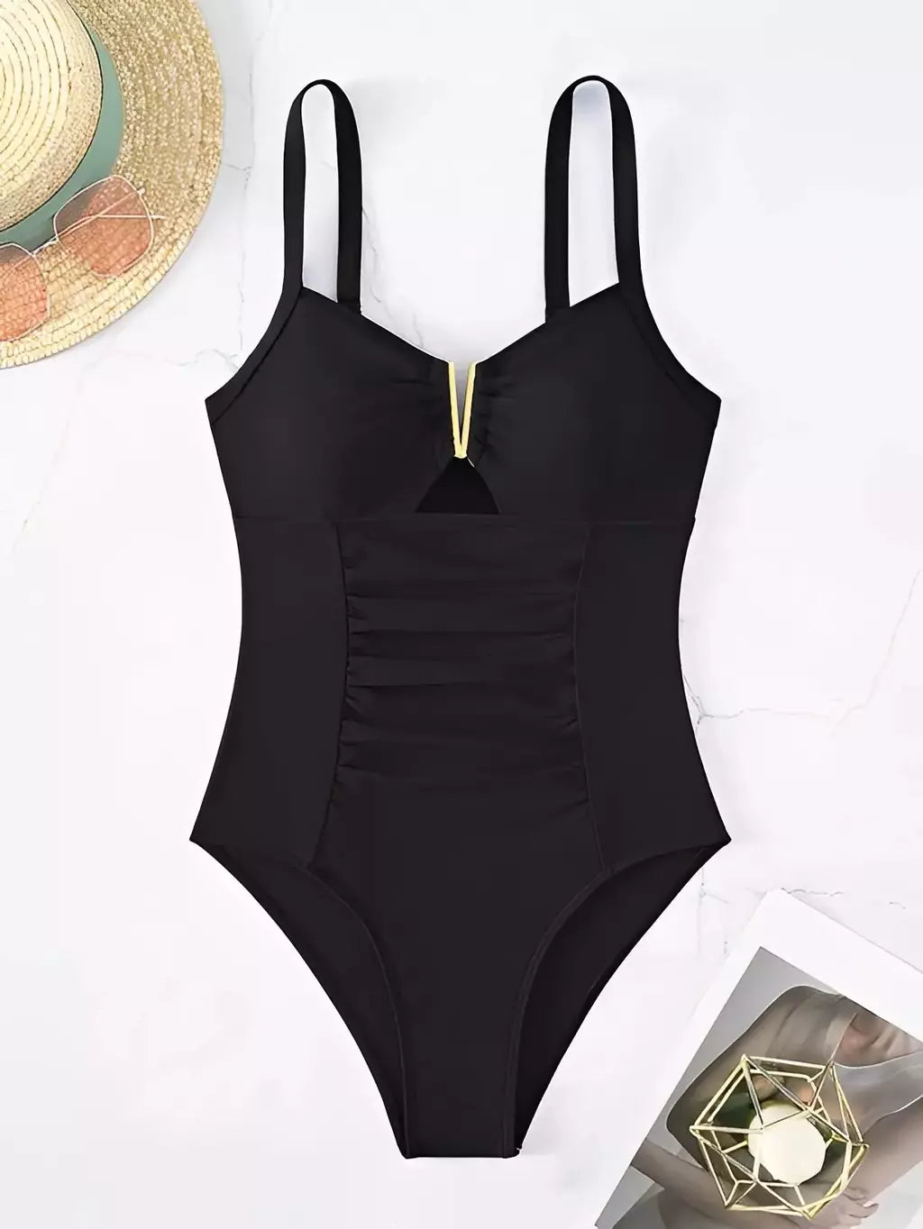 Maiô frente Ruched feminino, One Piece Swimwear, Fato de banho sexy, Roupa de praia feminina, Banho de natação, Monokini, Cortar fora, 2021