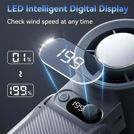 Novo ventilador portátil ao ar livre vento forte 199 engrenagem velocidade do vento led display digital turbo ajustável portátil portátil 8000mah