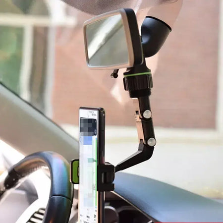 Suporte de telefone para espelho retrovisor para carro, 360 ° Suporte giratório do telefone, suporte universal do telefone do carro do suporte GPS para todos os smartphones