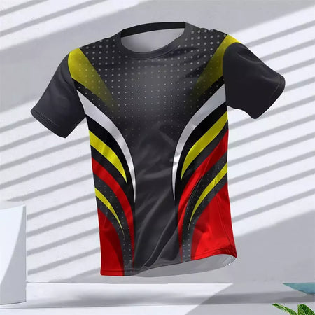 New Hot-Selling Outdoor Running Sports Respirável Quick-Secagem Roupas de Fitness Casual Wear Impressão 3D Em Torno Do Pescoço Adulto T-Shirt