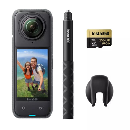 Insta360 X4 - Câmera de ação 360 à prova d'água 8K, vídeo grande angular 4K, bastão de selfie invisível, último de 135 minutos, protetores de lente removíveis,