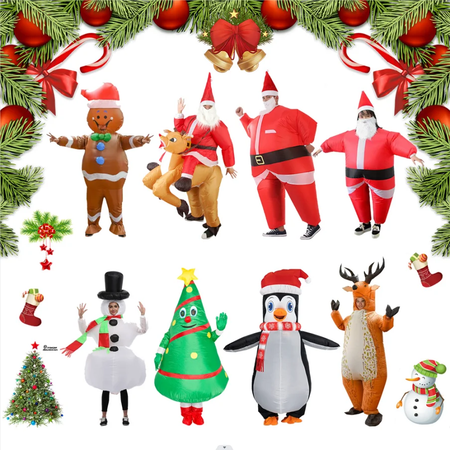 Natal engraçado trajes infláveis homem de gengibre papai noel elk boneco de neve árvore pinguim adulto criança halloween carnaval festa