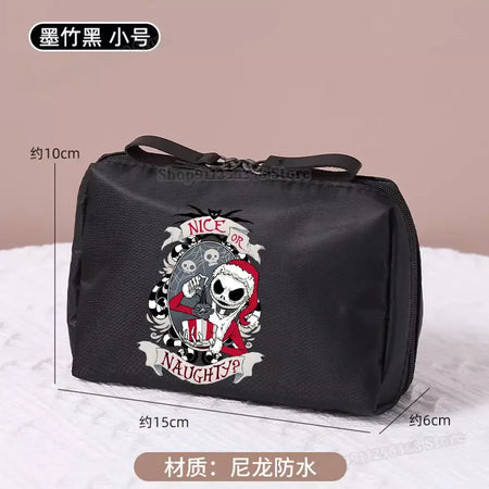 O pesadelo antes do natal saco de maquiagem figura dos desenhos animados jack skellington bolsa sacos cosméticos disney compõem casos organizadores