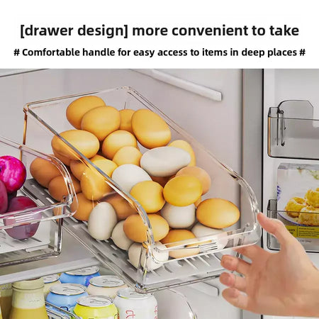 Organizador de geladeira transparente, caixas organizadoras de geladeira, organizadores de geladeira e recipientes de armazenamento para frutas, vegetais, alimentos, bebidas
