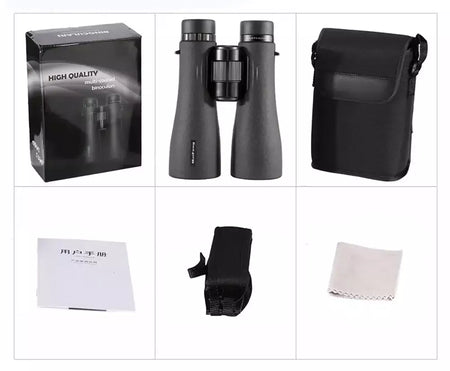 Binóculos HD 12x50 para adultos Binóculos de visão grande de alta potência com visão clara IPX7 Telescópio à prova d'água para viagens de caça