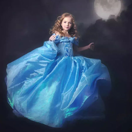 Crianças cosplay traje menina verão pageant lantejoulas fantasia crianças cinderela carnaval roupas princesa vestido de aniversário 3-10 ano