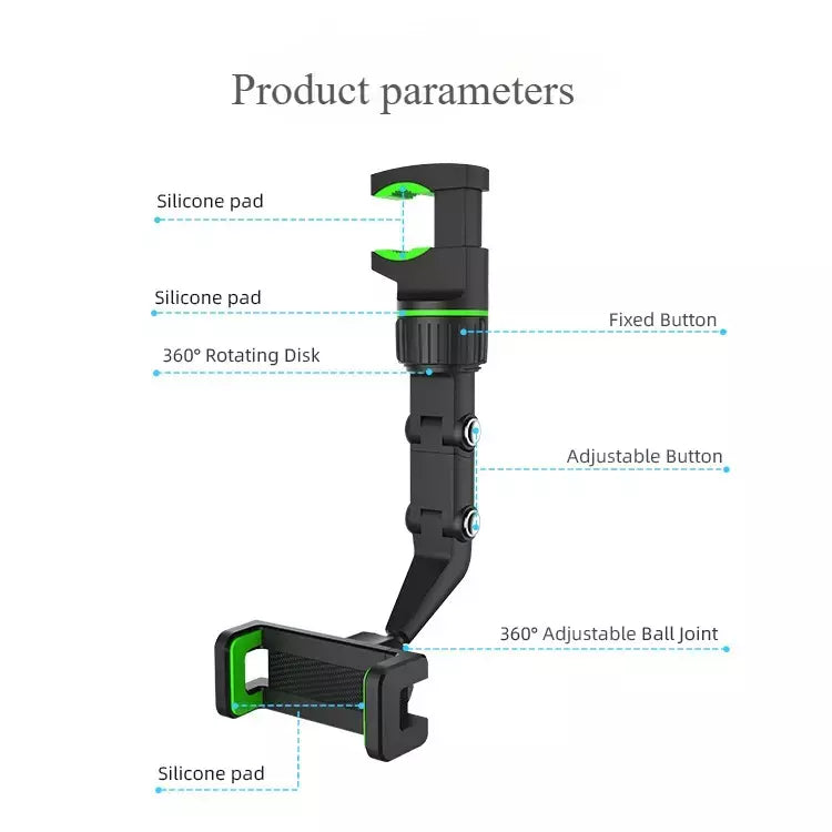 Suporte de telefone para espelho retrovisor para carro, 360 ° Suporte giratório do telefone, suporte universal do telefone do carro do suporte GPS para todos os smartphones