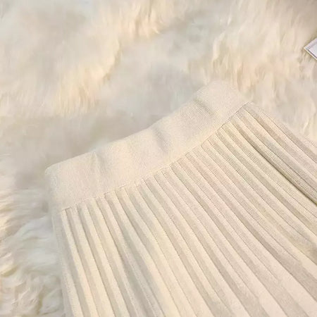 Míni saia plissada de malha feminina, cintura alta elástica, saia guarda-chuva linha A, casual sexy, curta, outono, inverno