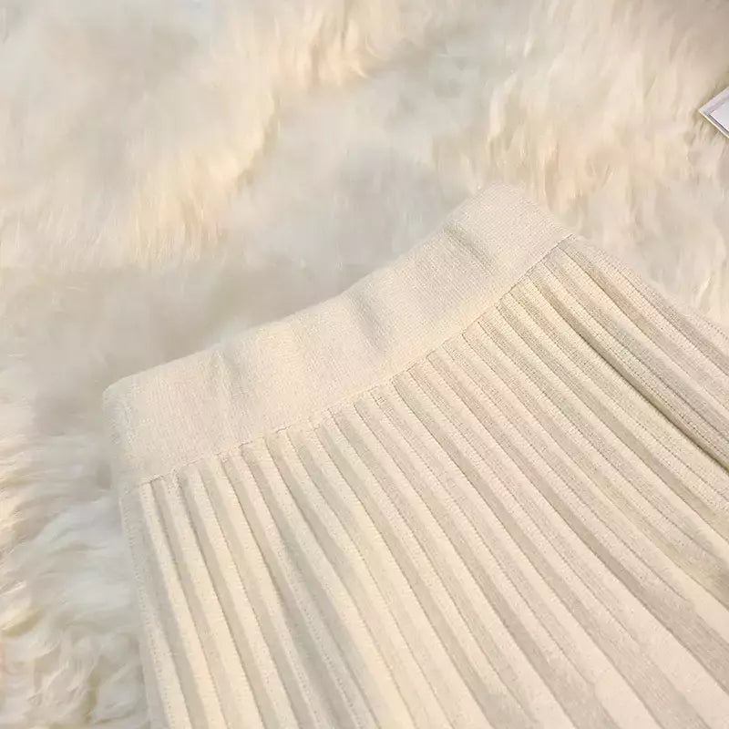 Míni saia plissada de malha feminina, cintura alta elástica, saia guarda-chuva linha A, casual sexy, curta, outono, inverno