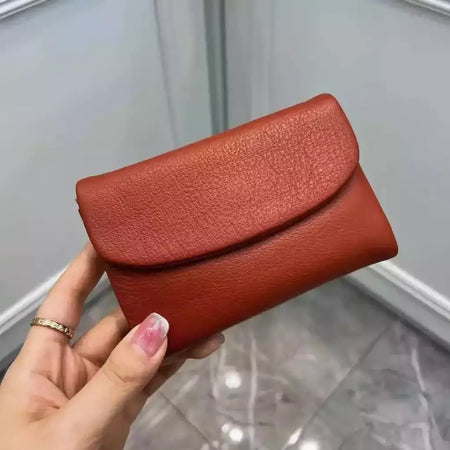Genuína Couro De Vaca Carteira Curta Para Mulheres, Trifold, Pequenas Bolsas, Clutch Couro De Vaca, Titular Do Cartão, Carteiras Do Cartão De Viagem