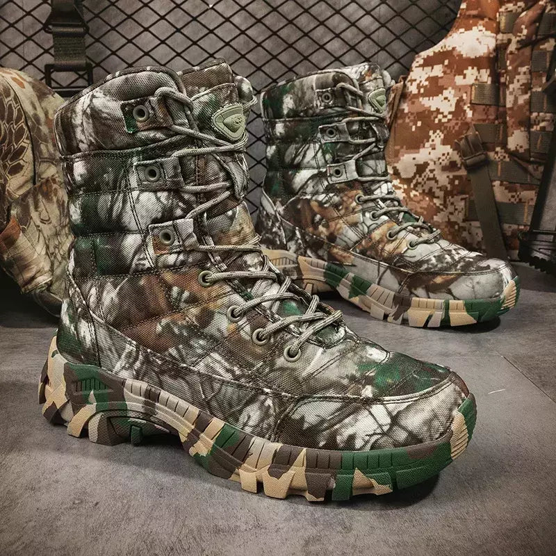 Ankle Boots de couro para homens, Sapatos de caminhada ao ar livre, Desert Combat Boots, Sapatos de segurança do trabalho