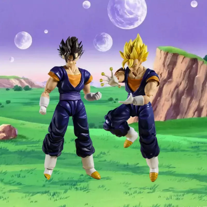 Dragon Ball Z SHF Vegetto Figura de ação Super Saiyan SSJ Cartão Vegetto Goku Vegeta Anime Modelo Brinquedo Estátua de PVC Coleção Presentes