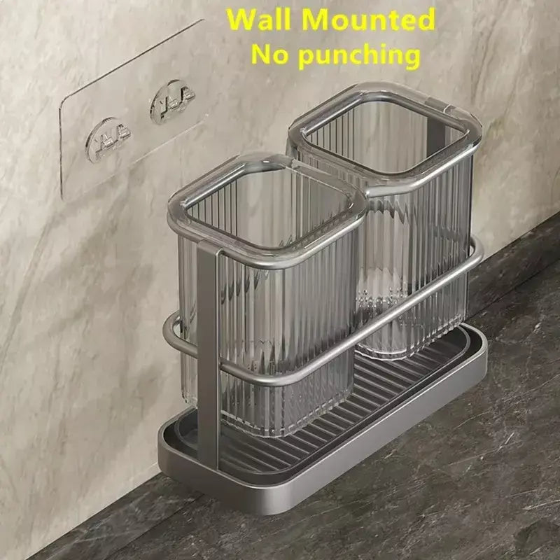 Novo fixado na parede talheres de cozinha faca colher garfo pauzinho drenagem rack escorredor utensílio cozinha armazenamento perfuração livre